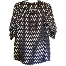 Whimsigoth Shift Dress S Black Cream Geometric Print Flowy Loose Fit Oversized