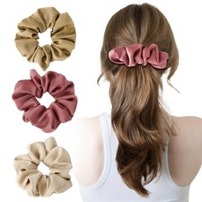 3 Pieces Satin Silk Scrunchies for Hair, Women Girls Hair 1 Count Pack of 3 