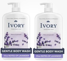 2 Pack Ivory Mild and Gentle Body Wash, Lavender, for All Skin Types, 35 fl oz