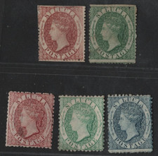 ST. LUCIA 1860-1863 S.G. #1, 3, 5-8 UNUSED NO GUM OR MINT PART GUM — SEE SCANS