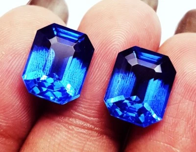 Natürlich Blauer Saphir 19 Karat Strahlender Form Paar Lose Edelstein Certified - Bild 1 von 4
