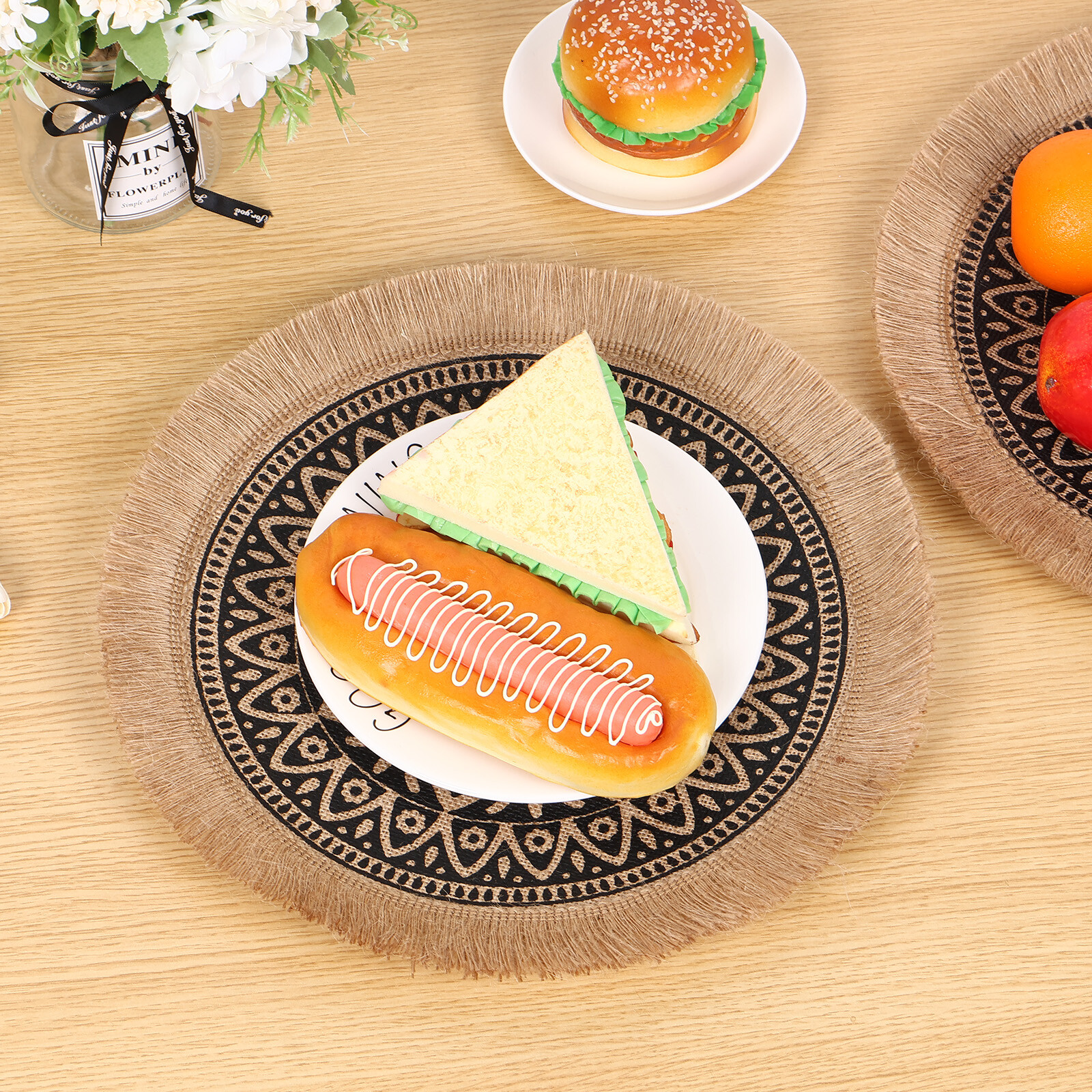 Round Braided Placemats 4 Pcs Round Placemats Heat Resistant Jute Table sdSnX eBay