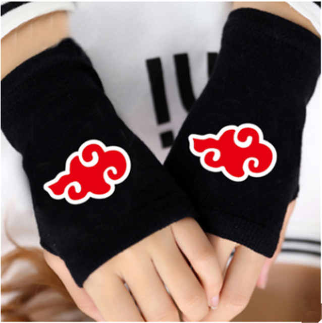 Japan Anime NARUTO Sharingan Gloves Cosplay Knitted Fingerless Warmer