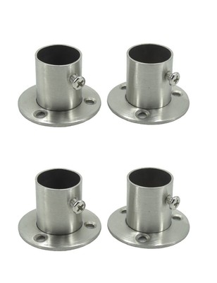 Stainless Steel Closet Wardrobe Rod Holder Socket End Support Bracket Flange For