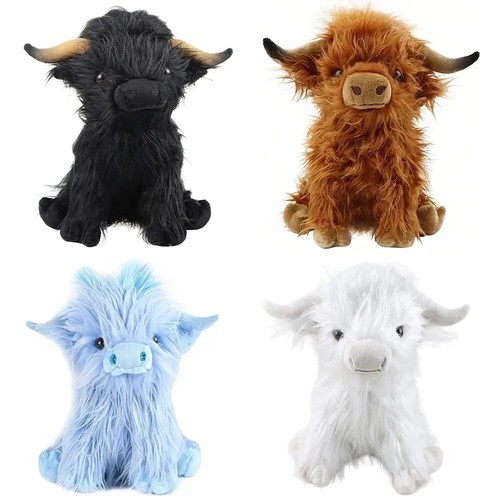 Highland Cow Black 11 Inch Stuffed Animal Plush Toys Toddler Kids Fluffy Dolls - Picture 2 of 2