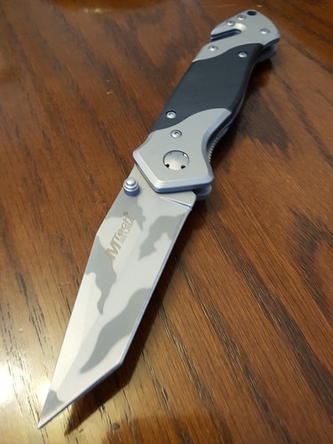 8" folding pocket knife 440 stainless steel blade and handle tac