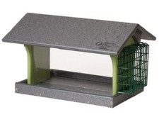 POST MOUNT SEED  SUET BIRD FEEDER 4 Season Covered Combo with Screen Floor USA