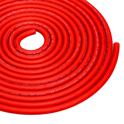 25 FT 2 AWG GA Full Gauge Battery Power Cable Ground Wire Frost Red OFC Copper （