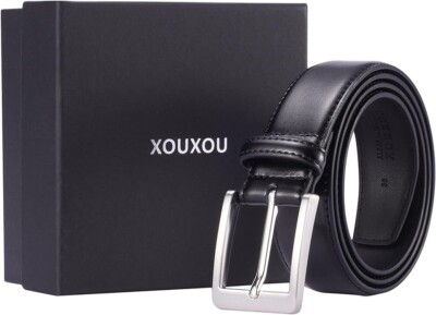 Xouxou Men's Casual Leather Belts Classic Work Business Dress Black 42 -Waist 40