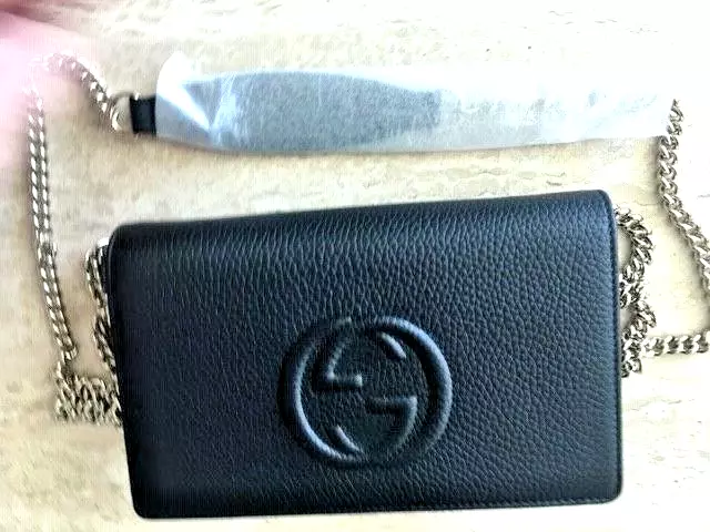 Mini wallet with Interlocking G in black GG Supreme