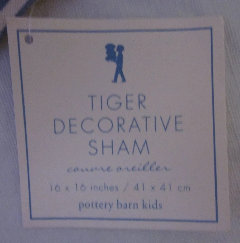 Funda de almohada Pottery Barn Kids Tiger simulada de algodón 16x16 Foto 3 de 3
