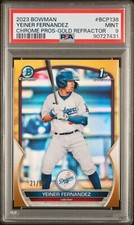 2023 Bowman Chrome Yeiner Fernandez Gold Refractor 1st Prospect # /50 PSA 9