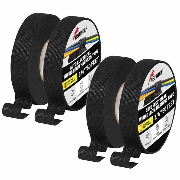 4X Generisch Kabelbaum Klebeband Kfz Textilband Autoisolierung Schwarz 19Mm 15M-image