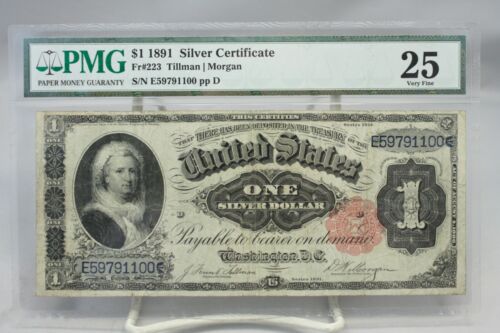 1891 $1 Silver Certificate note Fr#223 PMG VF25 No Common #1100 - Picture 1 of 2