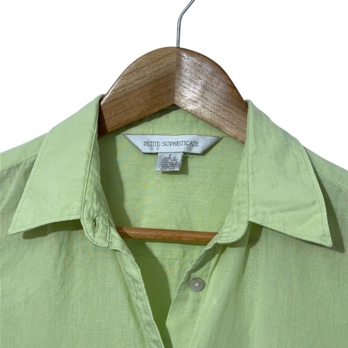 Petite Sophisticate Womens Linen Shirt Size P Vintage Button Up Business Casual - Picture 4 of 5