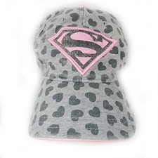 Girls Supergirl Snapback Cap Hat Gray Pink OSFM