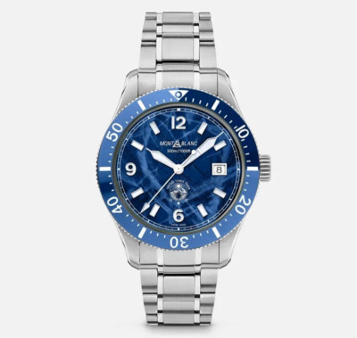 Montblanc 1858 Iced Sea Automatic Date Ceramic Steel Blue Dial Men's - MB129369