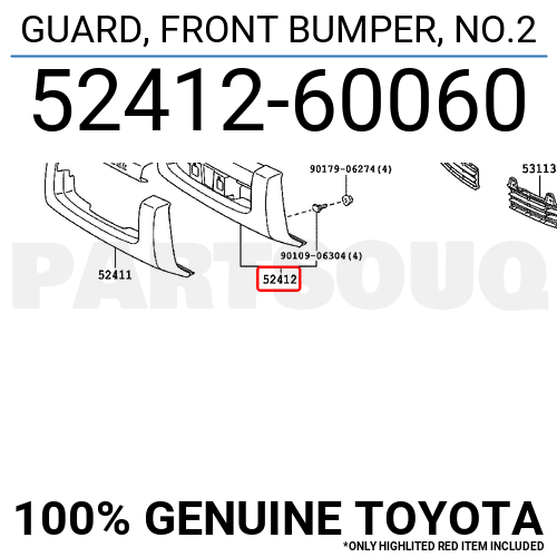 5241260060 Genuine Toyota GUARD, FRONT BUMPER, NO.2 52412-60060 | eBay