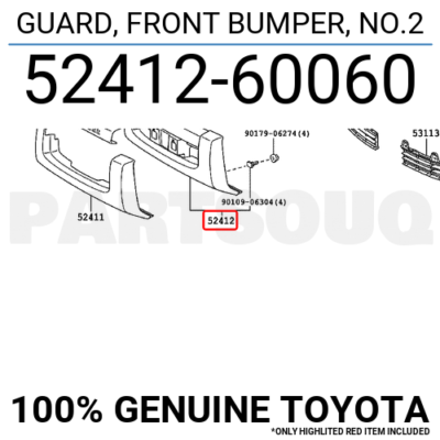 5241260060 Genuine Toyota GUARD, FRONT BUMPER, NO.2 52412-60060 | eBay