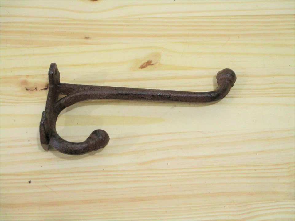 8 LARGE HARNESS HOOKS RACK COAT HAT RUSTIC CAST IRON BARN HEAVY DUTY 7 1/2" LONG - Image 4 of 4