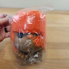 Vintage 6" Large Mitzy Doll Head Hands-Orange Yarn Hair- African American