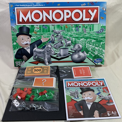 2017 Hasbro Monopoly Game with 8 Tokens T-Rex Duck 100% Complete NEW IN OPEN BOX