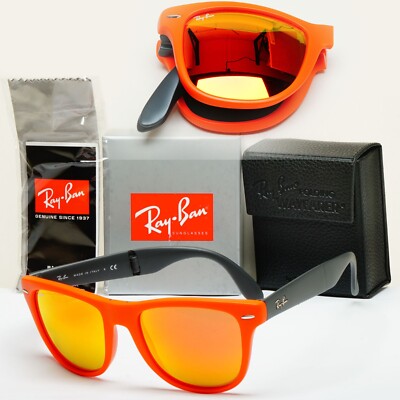 Ray-Ban Sonnenbrille Folding Wayfarer orange verspiegelt schwarz RB 4105 6019/69 54mm