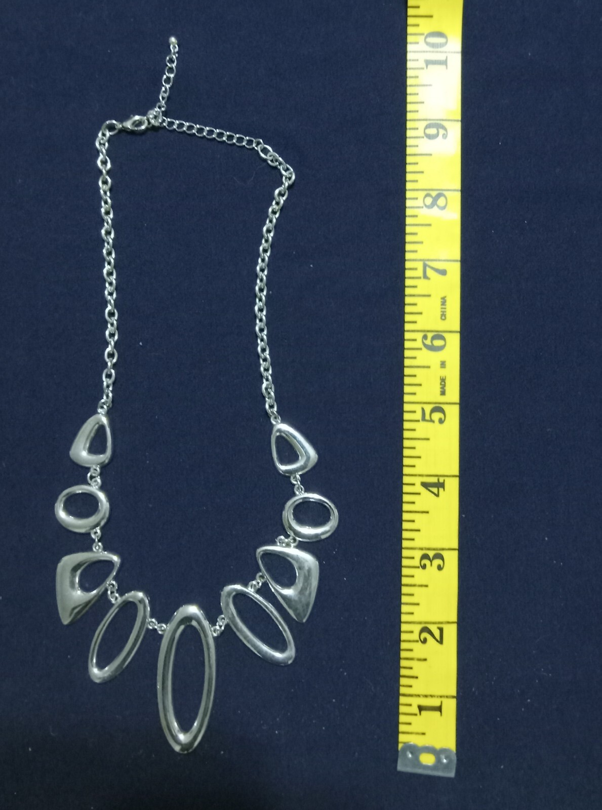 Statement Silver Tone Chunky Bold Bib Necklace Ch… - image 2