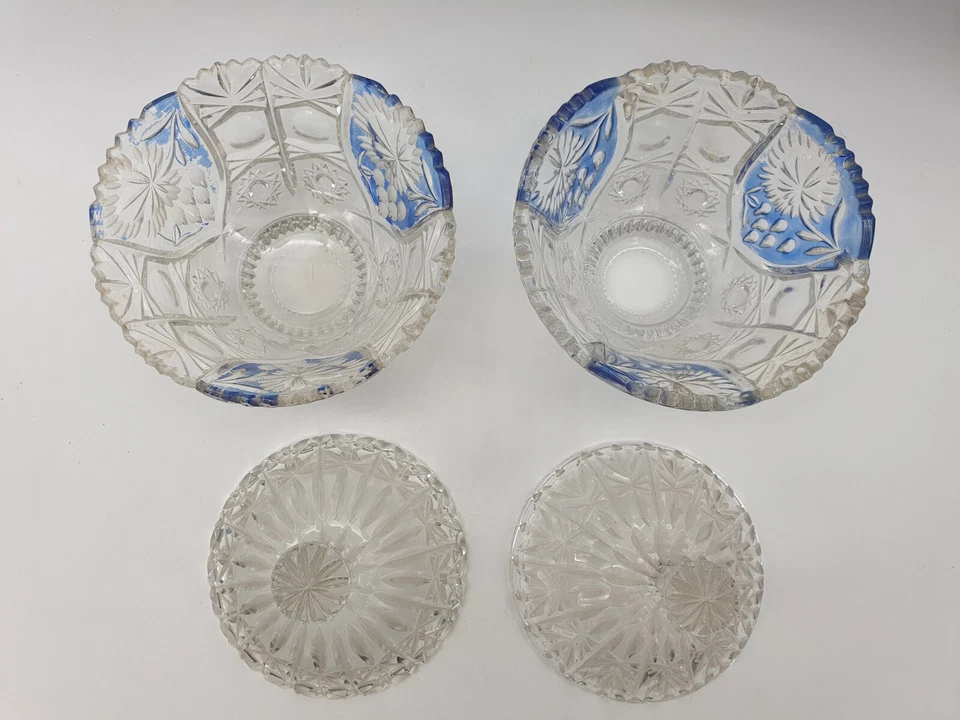 Superbe paire de bonbonnières anciennes ou sucriers en CRISTAL taillé ! - Photo 3/4