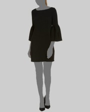 $295 Laundry Shelli Segal Womens Black Boat-Neck Bell-Sleeve Crepe Shift Dress 2