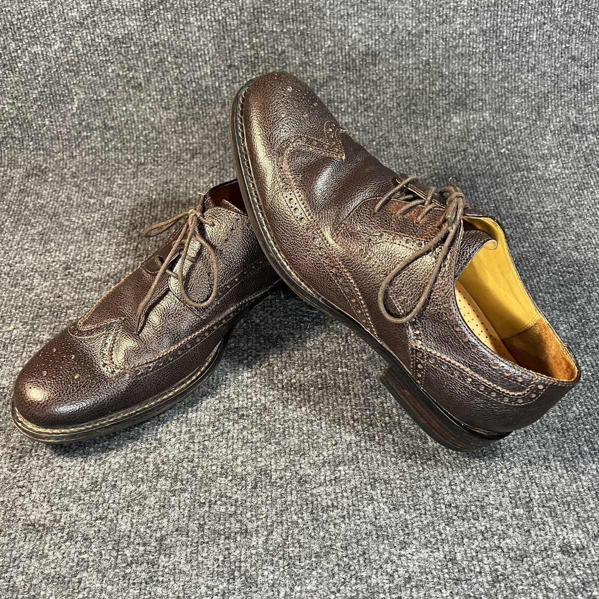 Cole Haan Brown Wingtip Lace Up Oxfords Antique Edge Men display picture 2