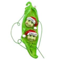 Pea Pod Family of 2 3 4 5 6 7 8 9 Peas Personalized  Christmas Ornament
