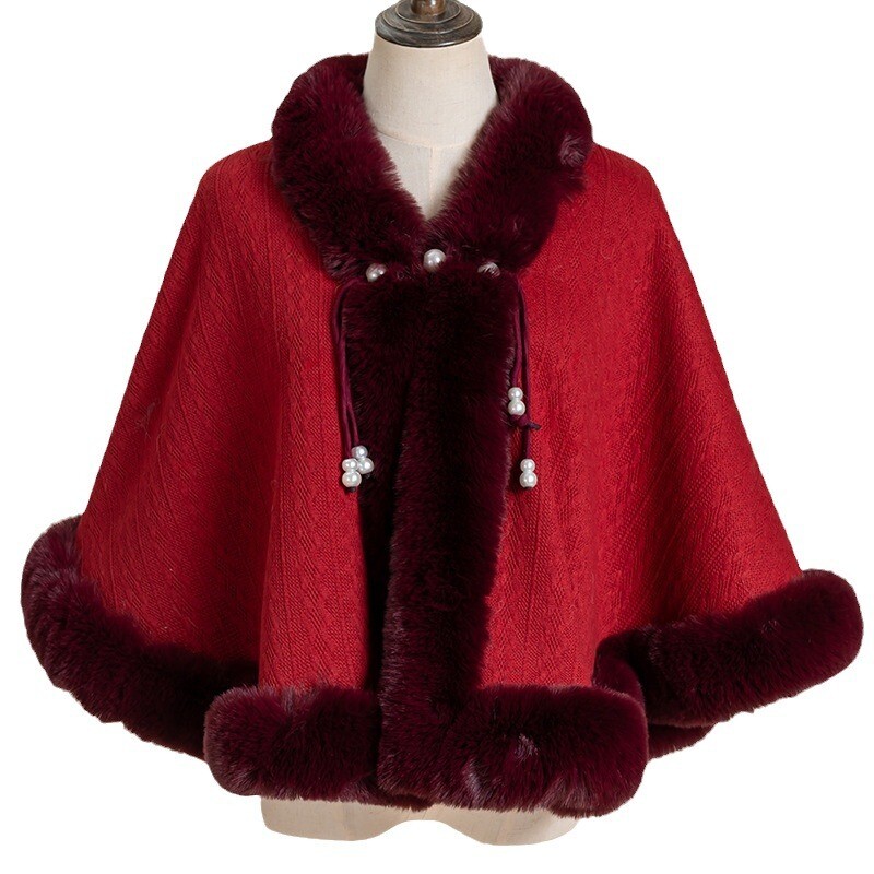 Women Girls Cute Cloak Cape Winter Fleece Coat Poncho Plush