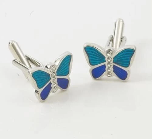 Beautiful Two Tone Blue Butterfly Cuff links NEW Dress Cufflinks 14668