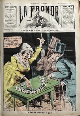 Journal La Fronde Nr. 24 13/9/1874 Gute Abenteuer Spielkarte E. Cottin Poster