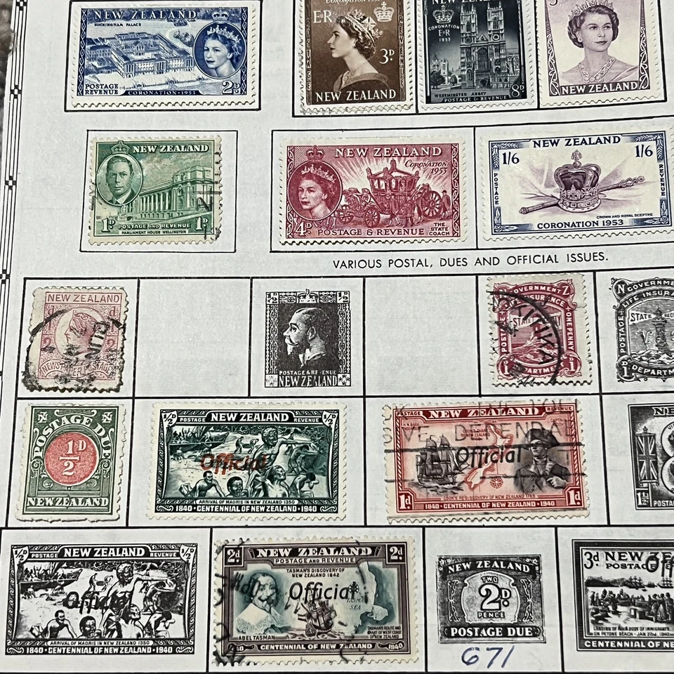 LOTE DE SELLOS DE NUEVA ZELANDA EN PÁGINA DE ÁLBUM COLECCIÓN USADA COMO NUEVA REINA ISABEL II Foto 3 de 4