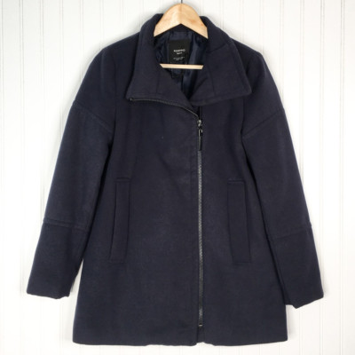 Mango Basics Womens Jacket Coat Blue Full Zip Long Sleeve Pockets Collar XS