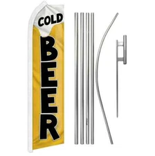 Cold Beer Swooper Flutter Feather Advertising Beverage Flag & Pole Kit