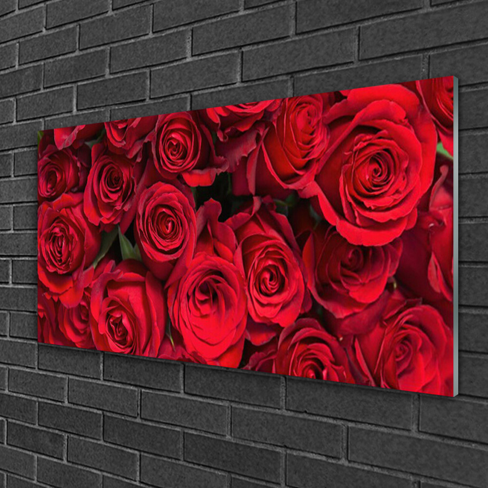 Tableau en verre Roses Tulup 100x50 pour raviver un mur blanc sans cadre visible