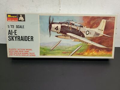 Vtg Monogram AI-E Skyraider 1/72 Action Model Kit #PA146 1967 Jet Airplane Hobby