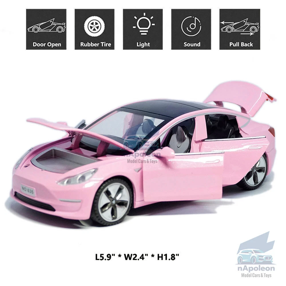  Diecast Car Toys Compatible for Tesla Model 3 Replica, 1:32  Scale Alloy Model 3 Toy Car Pull Back Car Model with Sound and Light Toy  Vehicles, Mini Model 3 Play Car