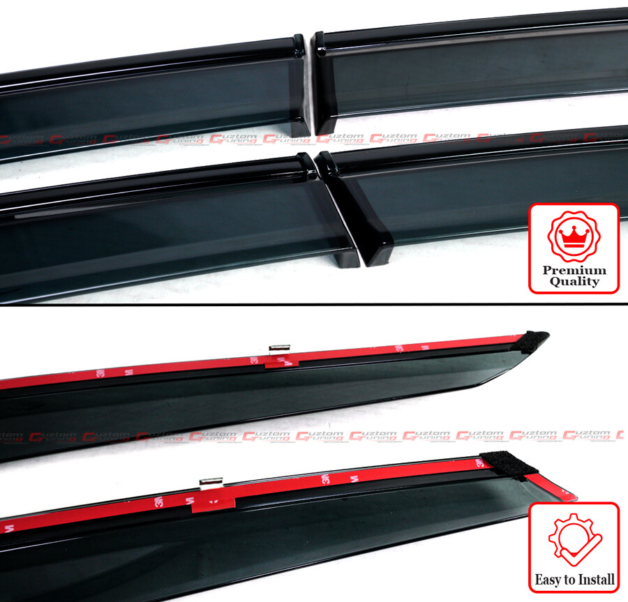 For 2023-24 11th Honda Accord Black Trim Clip-on Smoked Window Visor Rain Guards