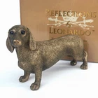 Dachshund figurine Leonardo Reflections Bronze Sausage Dog lover gold gift box