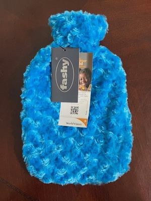 #ad Fashy Blue Hot Water Bottle w Turquoise Minky Rose Cover 2L for Pain Warmth $15.99