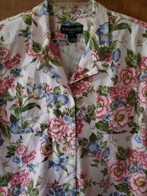Vtg 80s Bushwacker USA Made Linen Cotton Pink Tropical Button Up Shirt M 42'' EUC