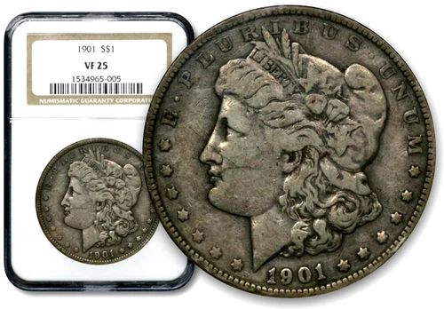 1901 $1 Morgan Silver Dollar - NGC VF 25 - Philadelphia  CC909