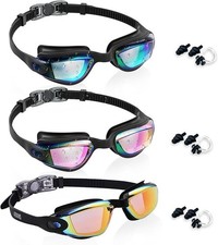 Swim Goggles - 3 Pack Kid Swimming Goggles for Kids & Youth 3-14 - Comfort Fit &