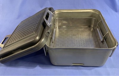 V. Mueller Genesis Sterilization Case CD1-5B Perf Bottom 31x28x17 cm w/ Basket