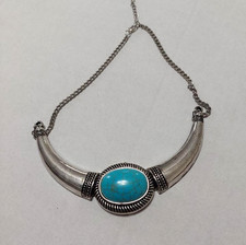 Unknown maker - Women Vintage Fashioned Neck Chocker ? Silver and Blue ? preown