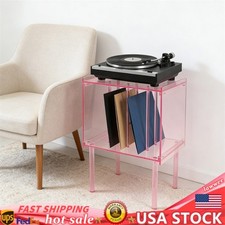 Acrylic Record Player Stand with Storage CD Display Rack DVD Holder Side Table